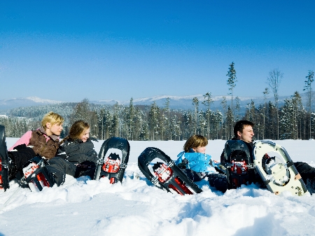 Schneeschuhwandern für Familien Schneeschuhtouren Kinder Bayerischer Wald Dreiländereck Schneeschuhwanderungen Familientour