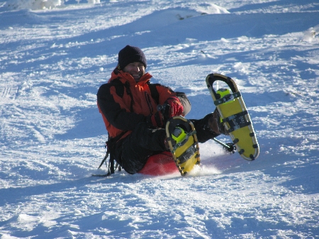 Schlittenfahren Bayerischer Wald Zipflbob-Schneeschuhtour Dreisessel Speed and Snow Schneeschuhtour