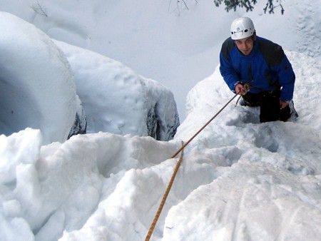 Schneeschuh-Abseiltour Schneeschuhwandern Winterklettern Bayerischer Wald Wegscheid Dreisessel