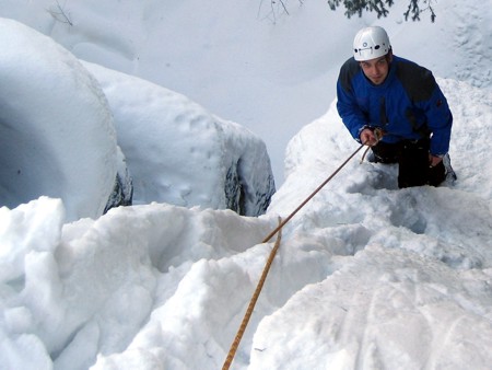Schneeschuh-Abseiltour Schneeschuhwandern Winterklettern Bayerischer Wald Wegscheid Dreisessel